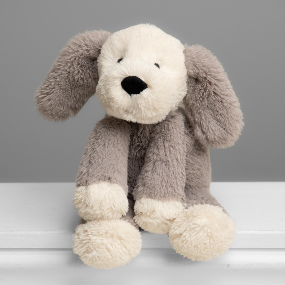Jellycat Smudge Puppy Dog NWOT Grey Cream Plush Stuffed Animal 12 Inch